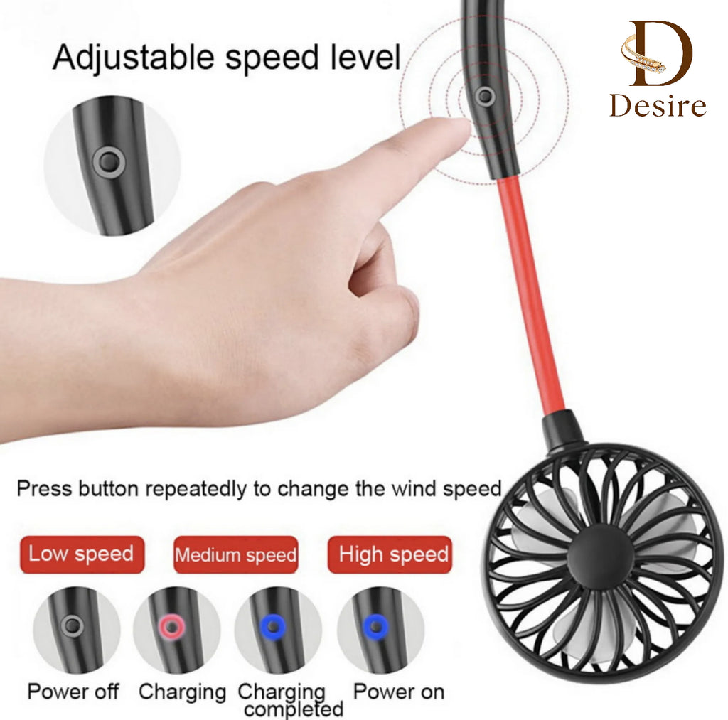 Rechargeable Portable Bladeless Neck Fan - USB Wearable Hands Free Fan, Neck Cooling Fans, Leafless Hanging Mini Neck Fan for Women Men Travel, Sports Outdoor