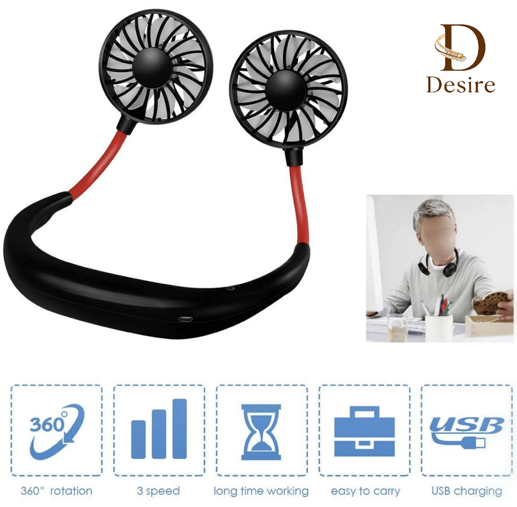 Rechargeable Portable Bladeless Neck Fan - USB Wearable Hands Free Fan, Neck Cooling Fans, Leafless Hanging Mini Neck Fan for Women Men Travel, Sports Outdoor