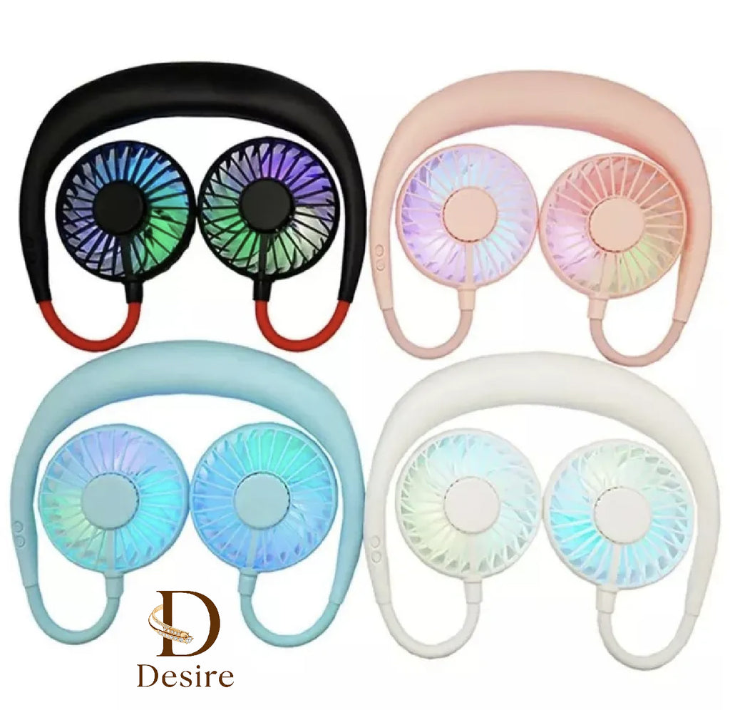 Rechargeable Portable Bladeless Neck Fan - USB Wearable Hands Free Fan, Neck Cooling Fans, Leafless Hanging Mini Neck Fan for Women Men Travel, Sports Outdoor