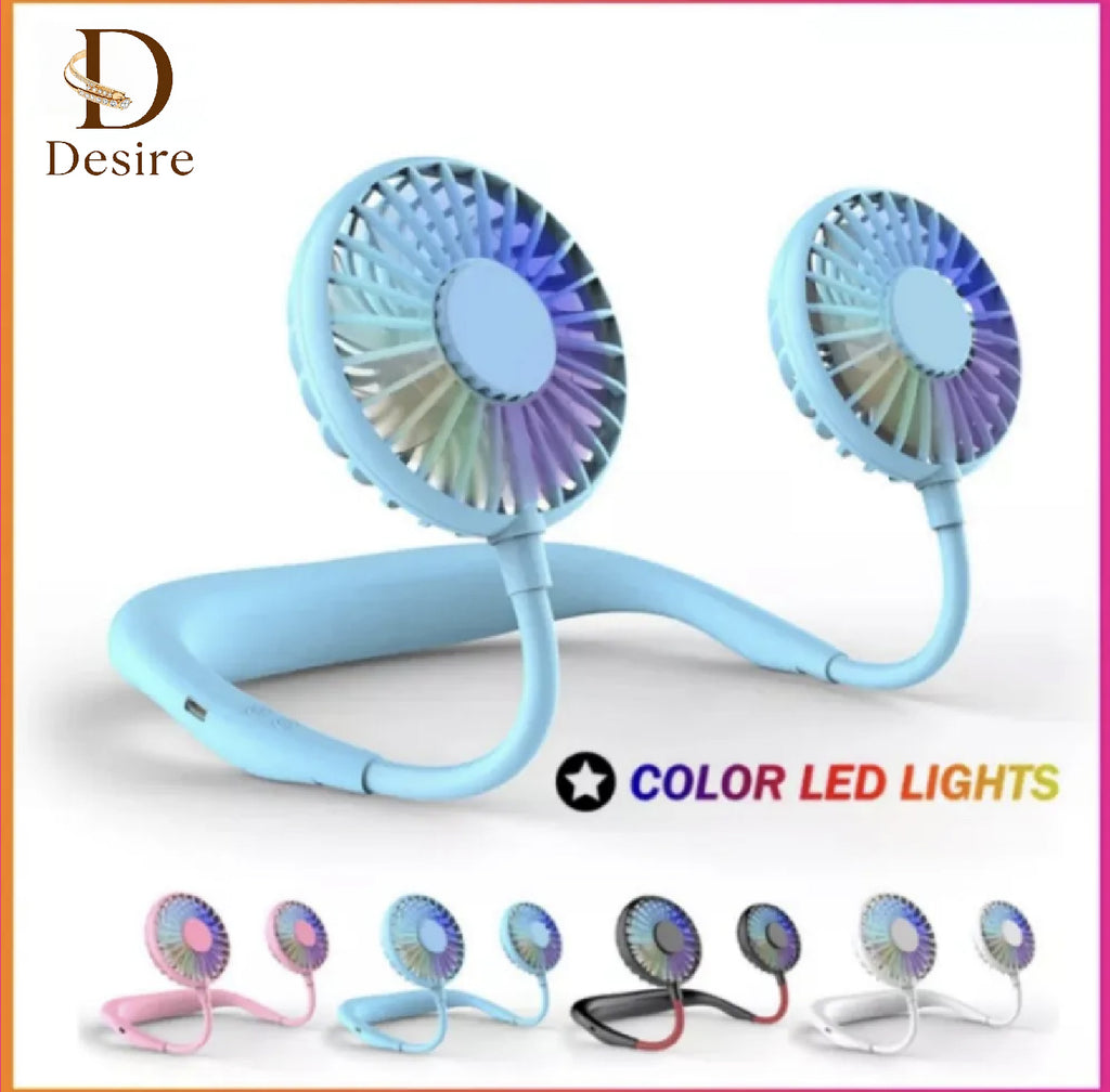 Rechargeable Portable Bladeless Neck Fan - USB Wearable Hands Free Fan, Neck Cooling Fans, Leafless Hanging Mini Neck Fan for Women Men Travel, Sports Outdoor