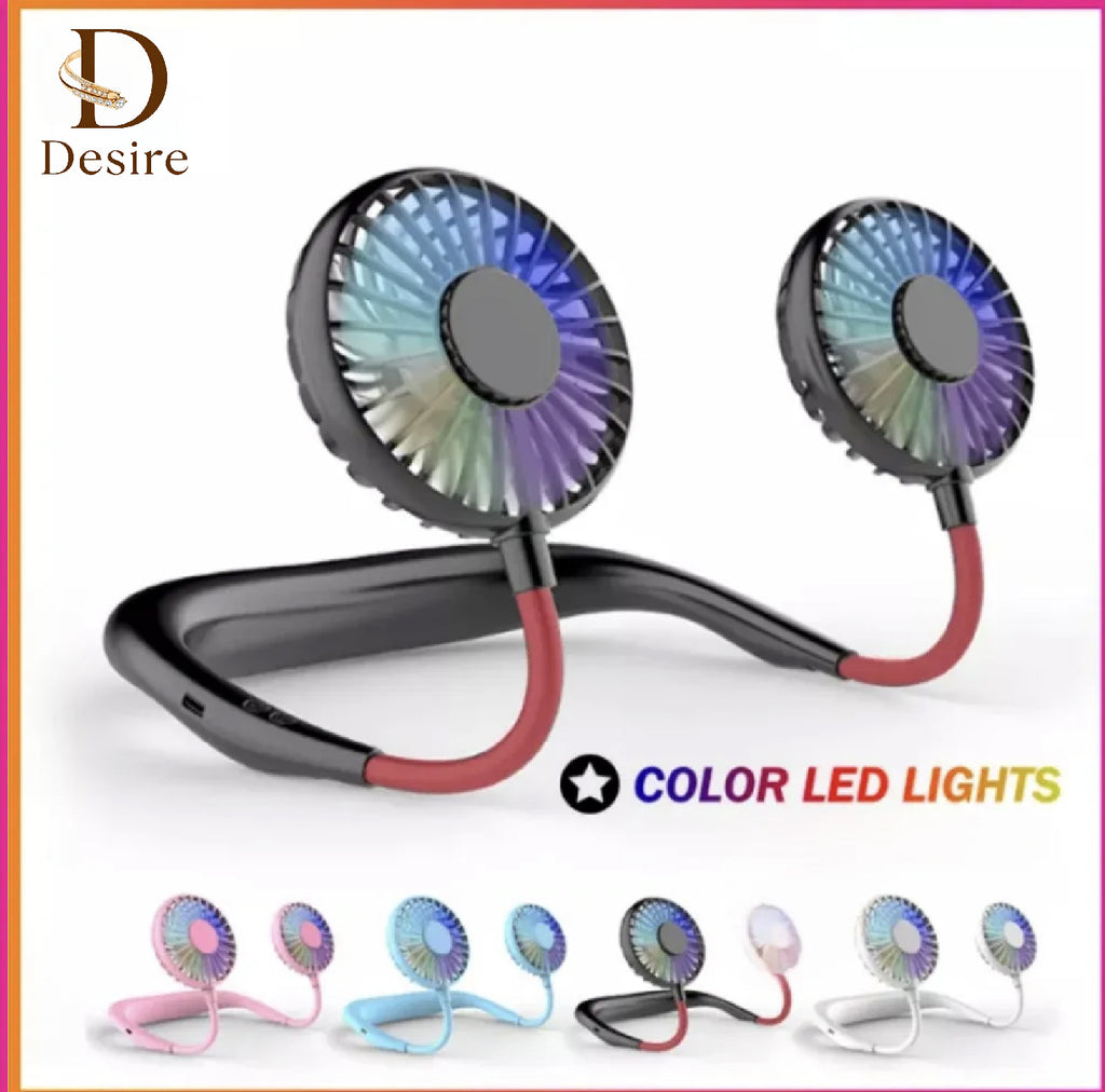 Rechargeable Portable Bladeless Neck Fan - USB Wearable Hands Free Fan, Neck Cooling Fans, Leafless Hanging Mini Neck Fan for Women Men Travel, Sports Outdoor