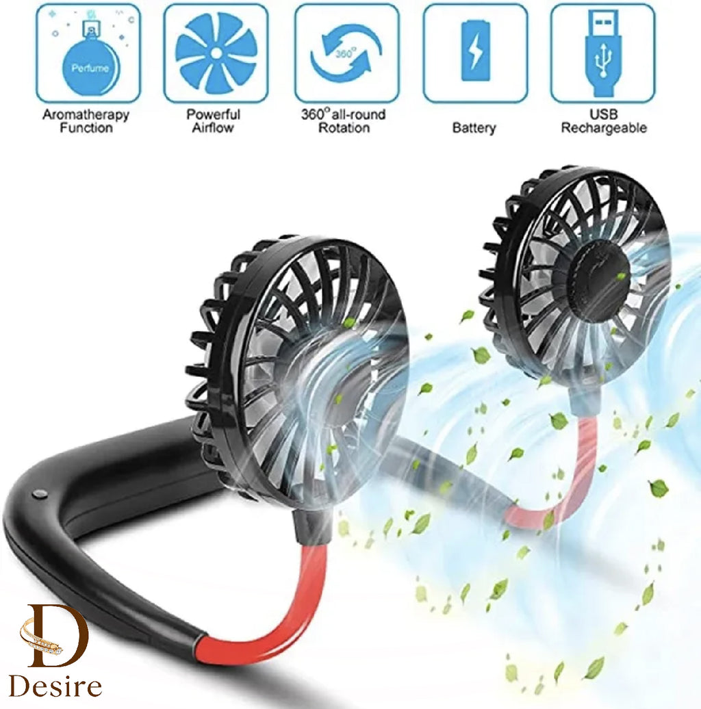 Rechargeable Portable Bladeless Neck Fan - USB Wearable Hands Free Fan, Neck Cooling Fans, Leafless Hanging Mini Neck Fan for Women Men Travel, Sports Outdoor