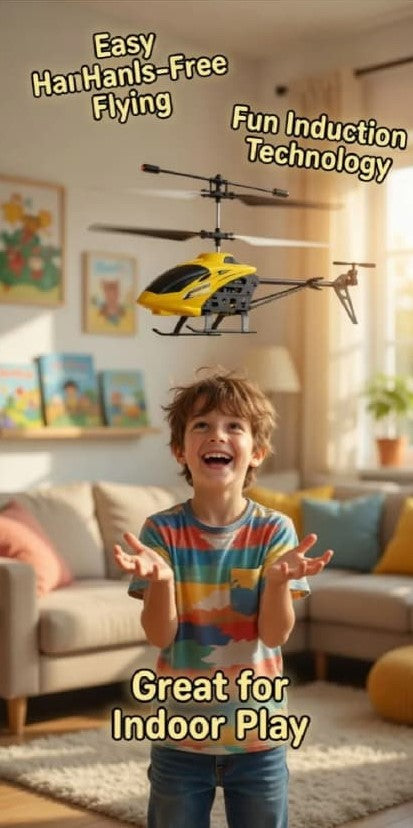 Hand Sensor Helicopter – Automatic Flying Toy with Induction Launcher
